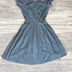 50’s/60’s gray blue and purple check dress size S