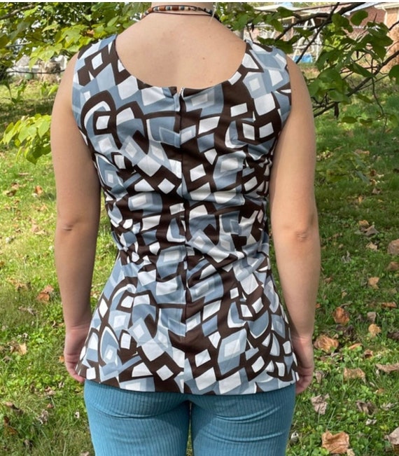 Vintage 1970’s brown and gray abstract dress tank… - image 3