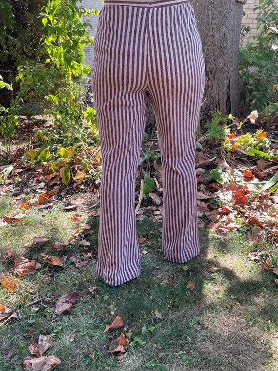 Burgundy & tan striped bellbottom vintage 1970’s … - image 4