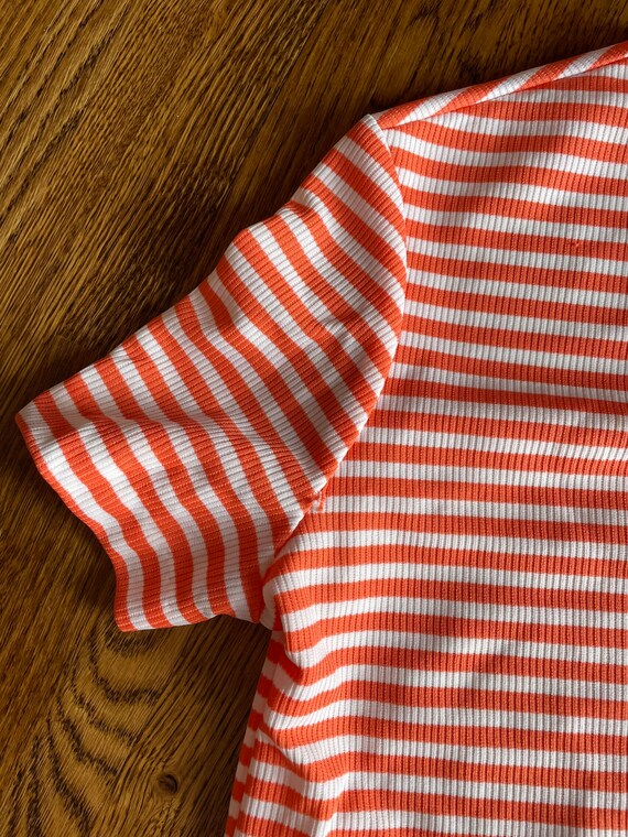 Vintage 70’s orange and white striped t-shirt wit… - image 8
