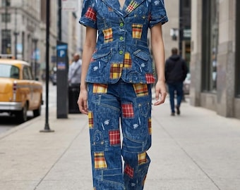 Vtg 70’s patchwork pantsuit sz XS