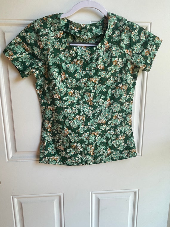 70’s green floral shirt