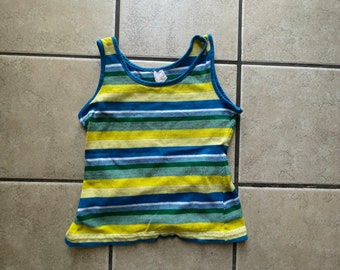 Vintage yellow, blue and green women’s tank top