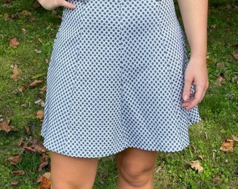 Vintage 1970’s light blue and white polka dot skirt