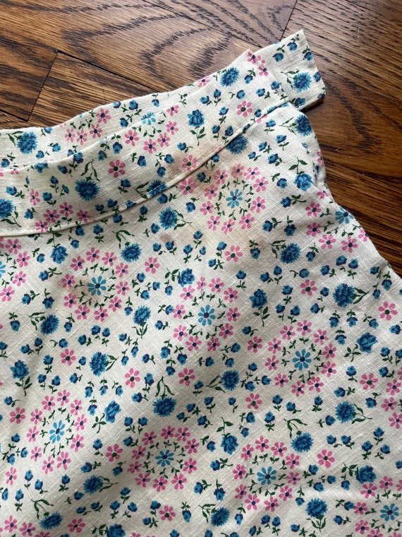 70’s floral a-line pink and blue skirt - image 5