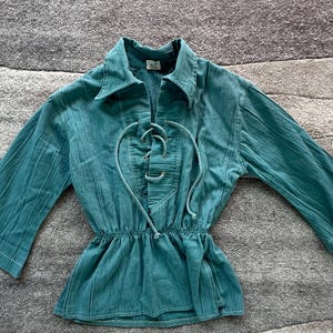 【60~70‘s】Vintage lace up shirt 70s Lace up Shirt - Etsy