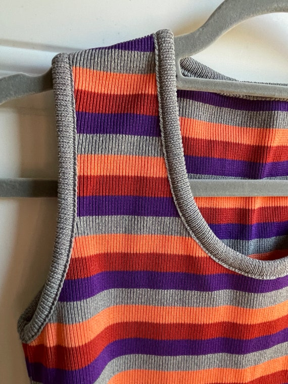 Purple, gray and orange striped tank top from 197… - image 3