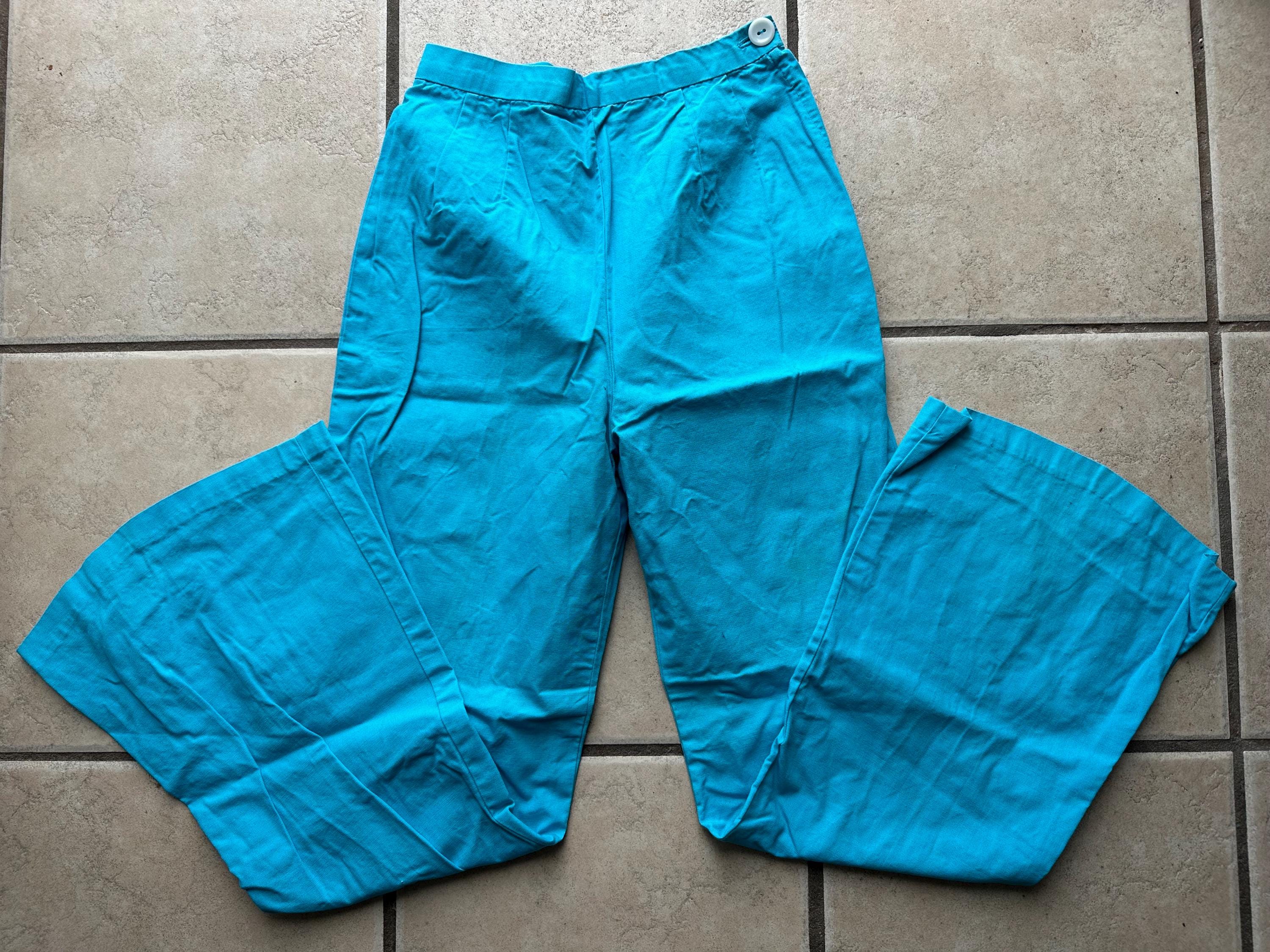 70’s vtg turquoise bellbottom slacks size XXS