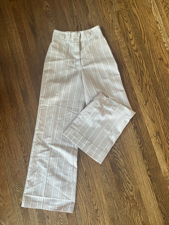 70’s tan and white striped bellbottoms