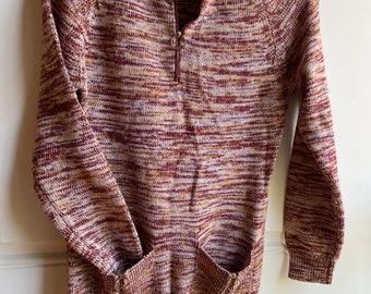 Vintage sweater burgundy and cream with zipper closure