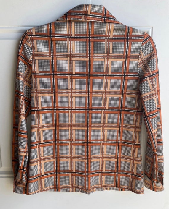 Vintage 1970’s tan, black, white and Orange plaid… - image 2