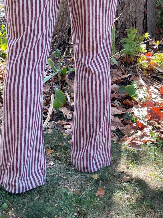 Burgundy & tan striped bellbottom vintage 1970’s … - image 8