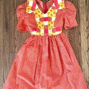 70’s red and yellow patchwork girl’s dress sz 6X