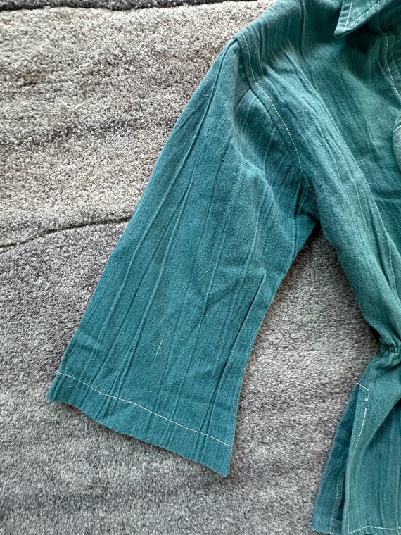 70’s bohemian style forest green lace up top sz S View 3