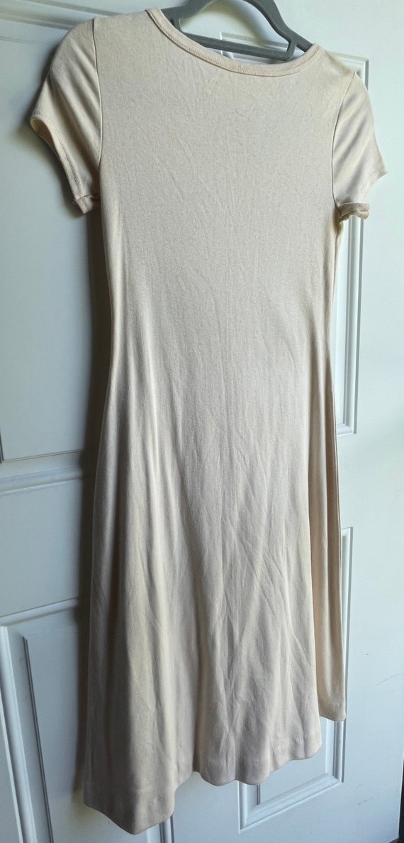 Vintage 70’s beige t-shirt dress with embroider. - image 7