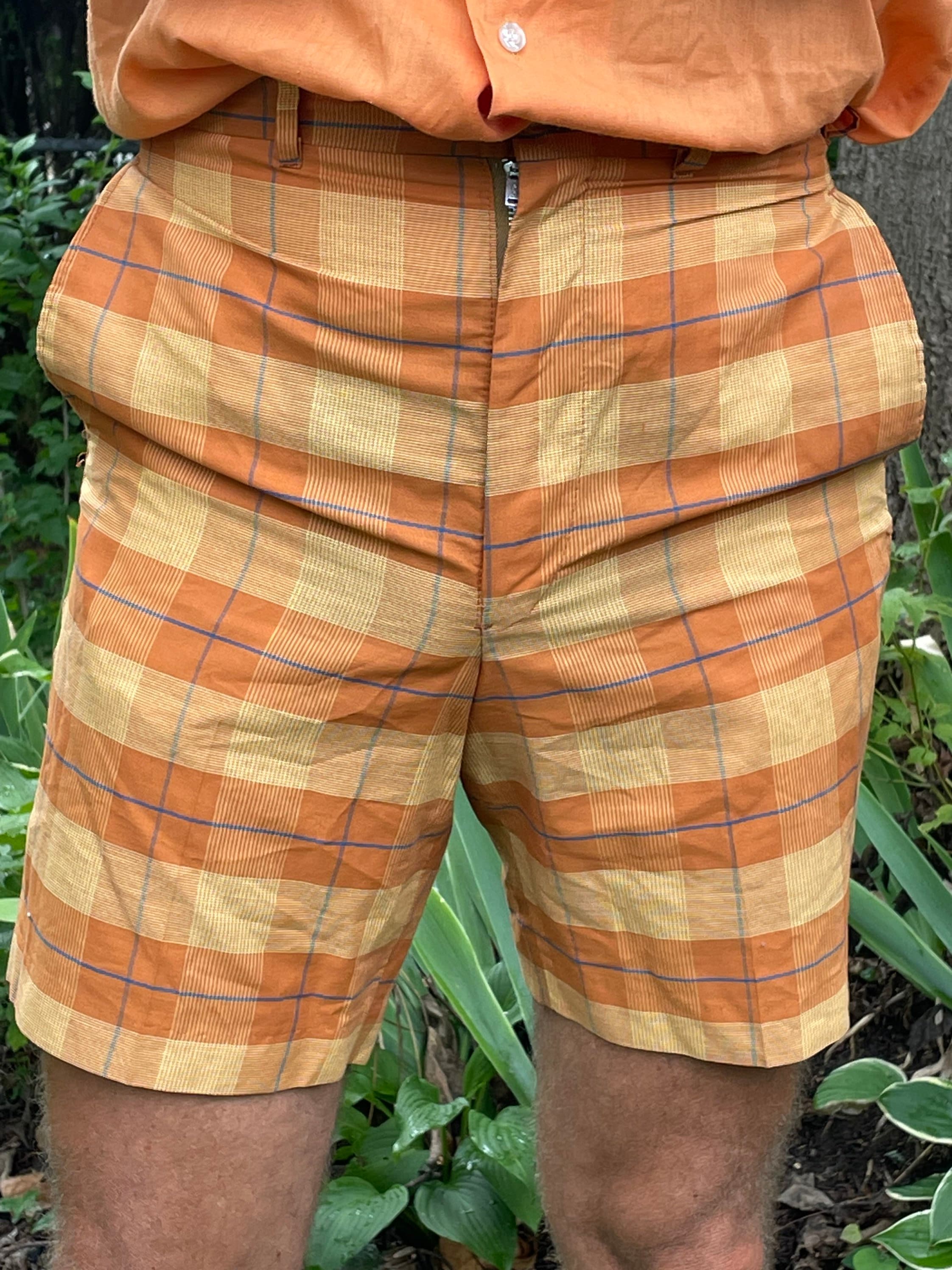 Orange Plaid Shorts Etsy