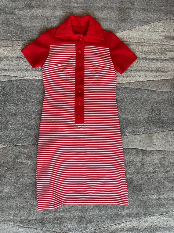 red and white horizontal striped dress Striped Shirt Dress Red And White Striped Dress Outfit Masha Mini Dress In Red  And White Stripe Jersey Crew Neck