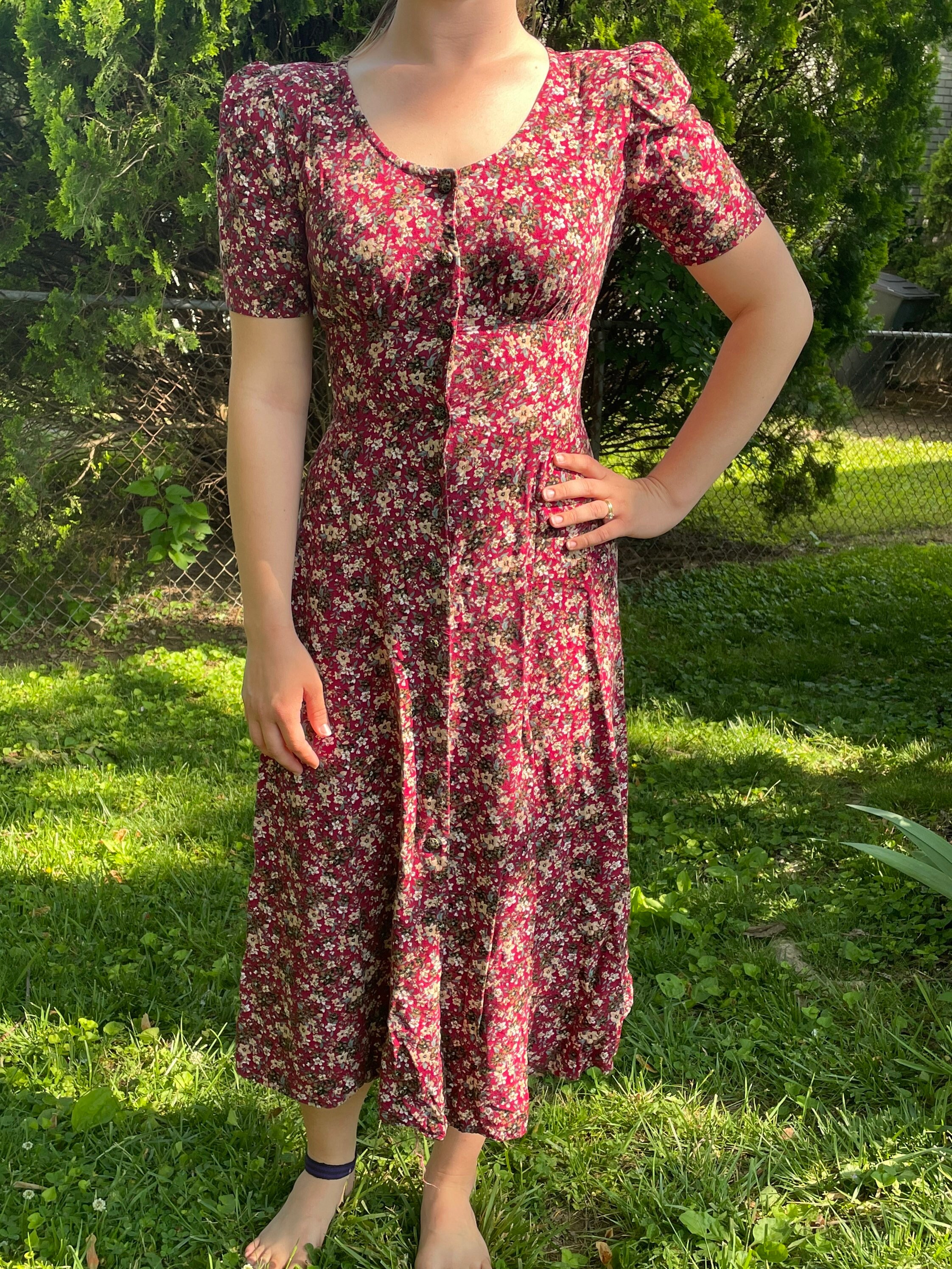 Vintage 1980’s burgundy floral dress