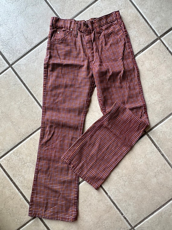 Vintage red check jeans size XS or kids size 14