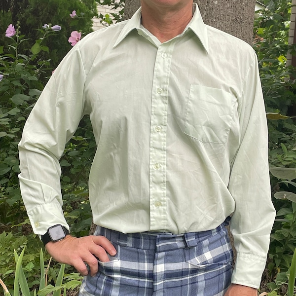 Mint Green Mens Dress Shirt Etsy