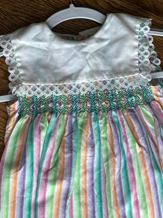 Vintage 1970’s smocked striped dress - image 4