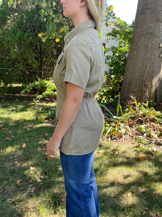 Vintage Wrangler khaki short sleeve jacket/blouse… - image 3