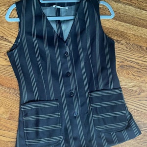 70’s black and white striped vest tunic shirt