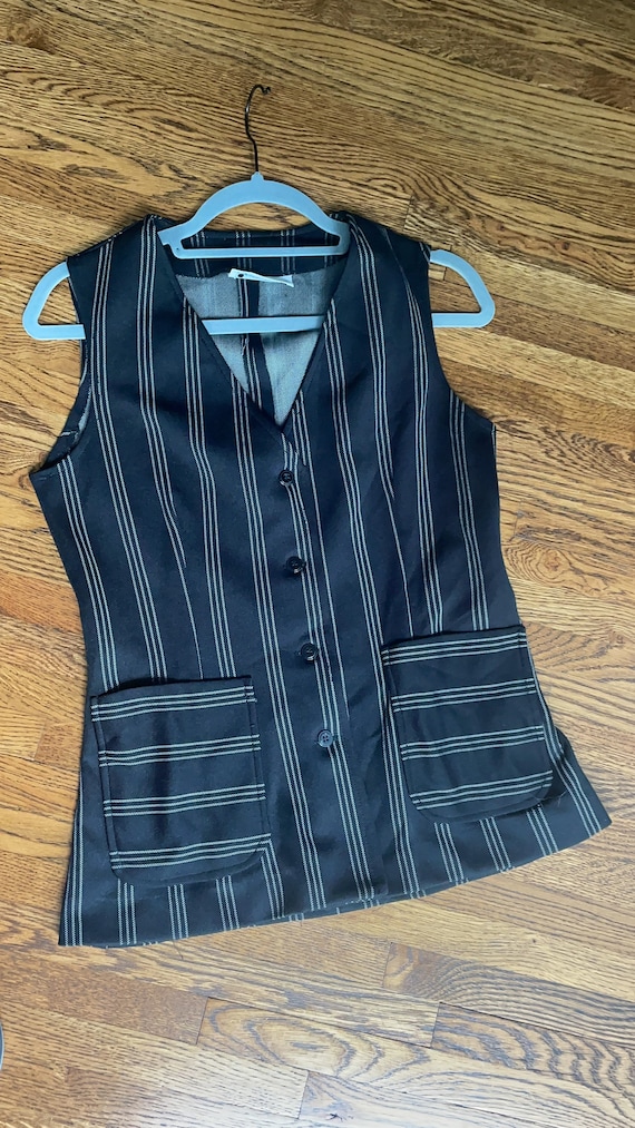 70’s black and white striped vest tunic shirt