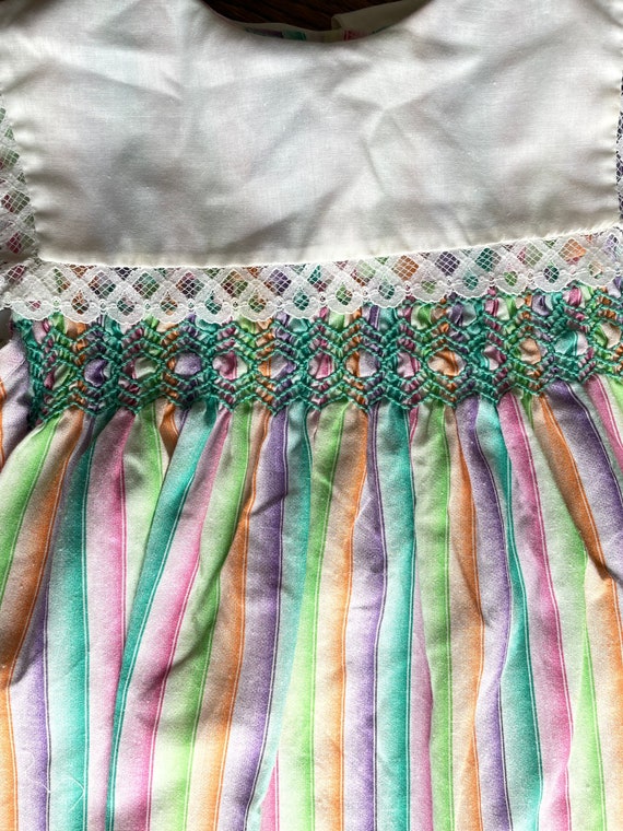 Vintage 1970’s smocked striped dress - image 3