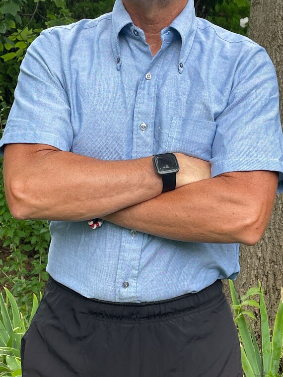 Vintage Blue Print Button Shirt Short Sleeve main image 1