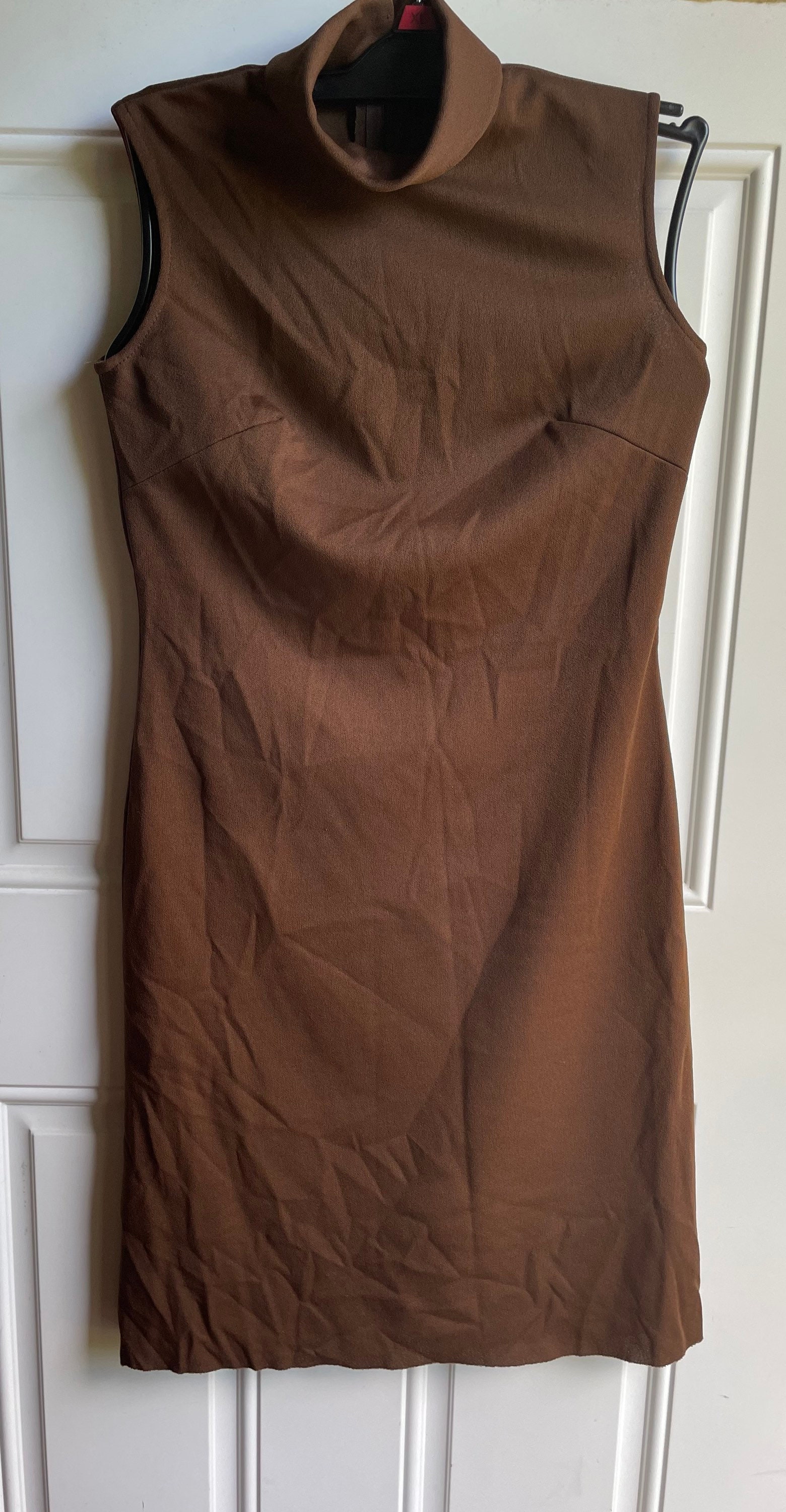 Authentic 70's Vintage Sleeveless Brown Turtleneck Dress - Etsy Authentic 70's Vintage Sleeveless Brown Turtleneck Dress - Etsy