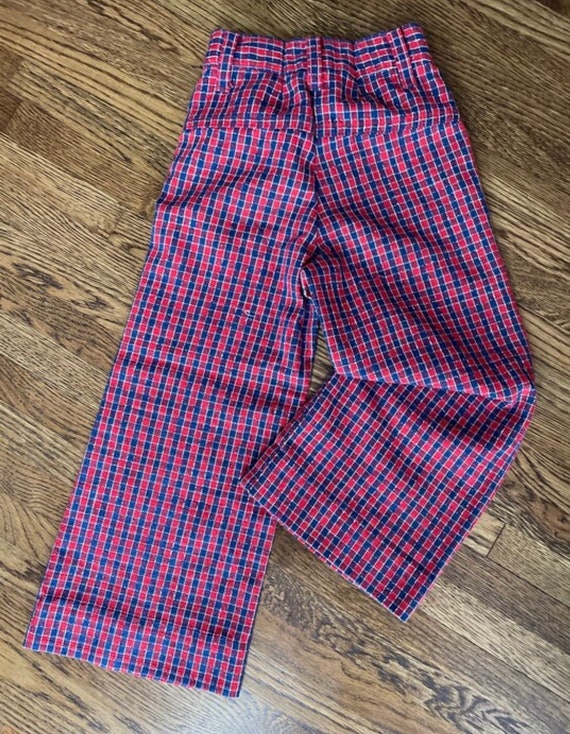 Vintage 1970’s boys red and blue plaid bellbottom… - image 1