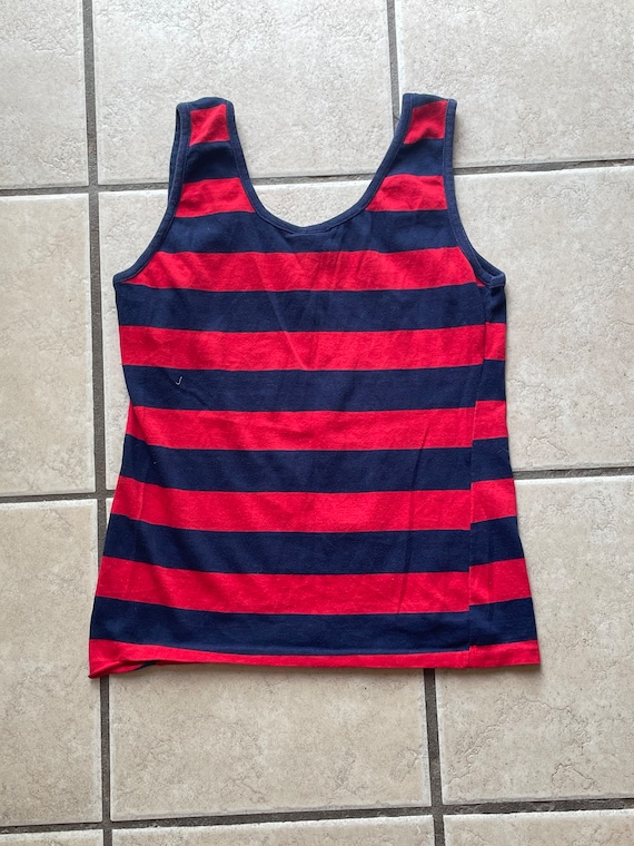 70’s red and navy gender neutral tank
