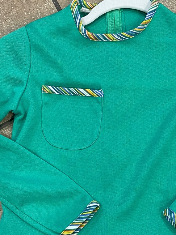 70’s Kelly green long sleeve kids blouse - image 5