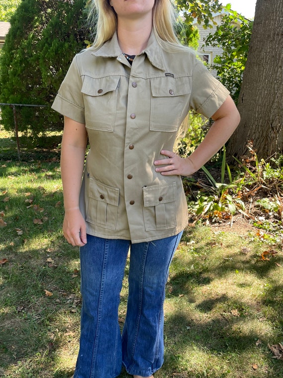 Vintage Wrangler khaki short sleeve jacket/blouse 