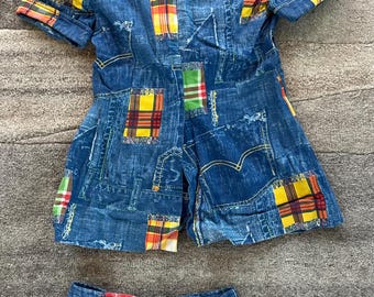 Vtg 70’s patchwork pantsuit sz XS