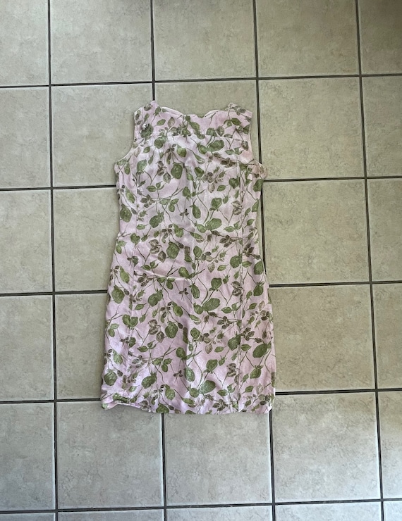 70’s pink sparkle dress with green leaves