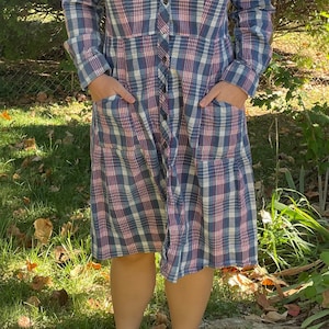 Vintage red and blue plaid casual shirt dress from the 70’s