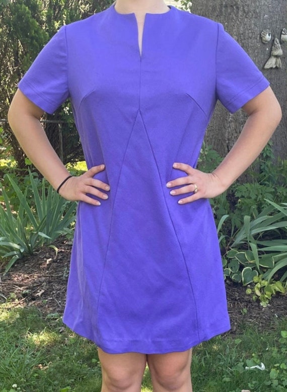 Vintage 1970’s purple short sleeve dress - image 1