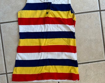 vintage red, yellow and blue striped tank top size small