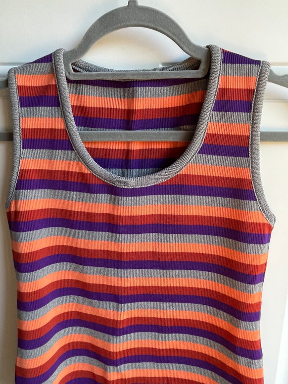 Purple, gray and orange striped tank top from 197… - image 4