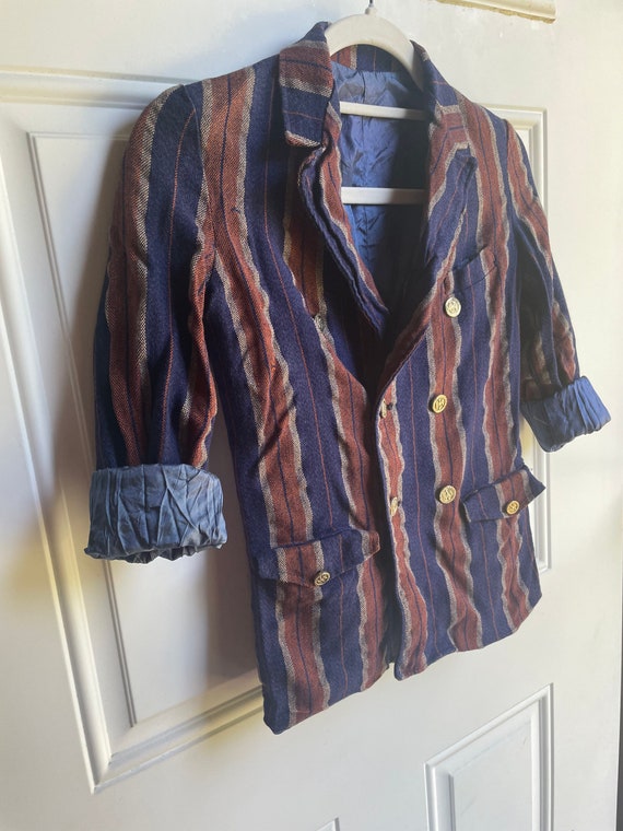 Vintage 1970’s rust and navy striped lined double 