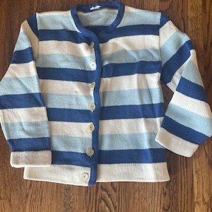 70’s blue striped cardigan sweater
