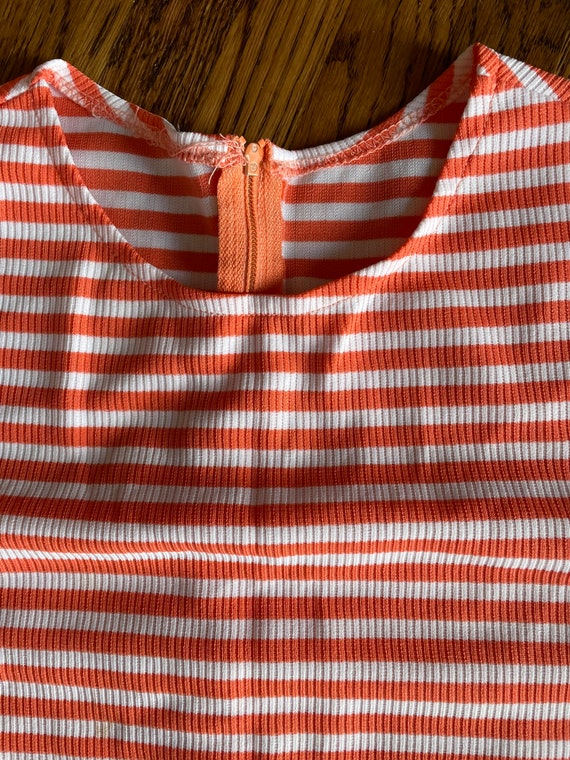 Vintage 70’s orange and white striped t-shirt wit… - image 3