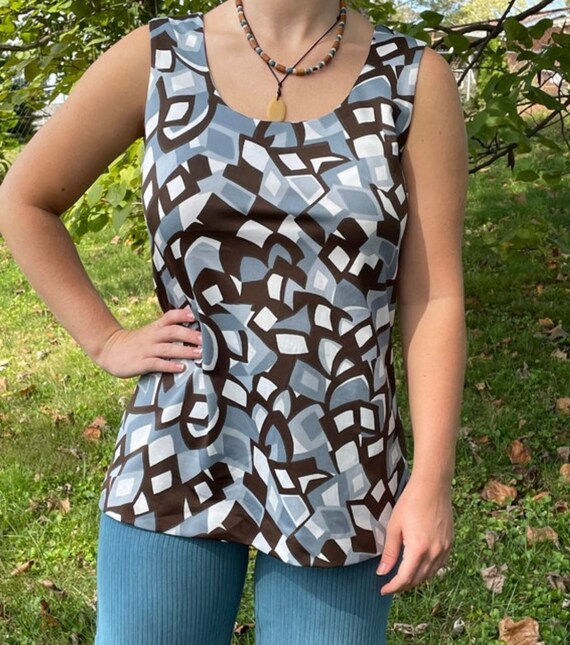 Vintage 1970’s brown and gray abstract dress tank… - image 5