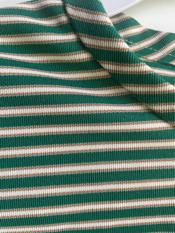 Vintage 1970’s green,tan and white striped tank t… - image 8