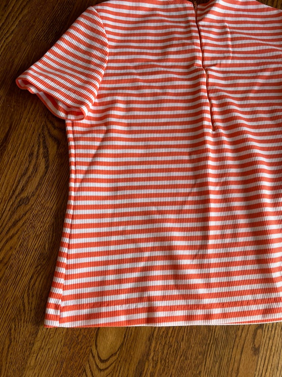 Vintage 70’s orange and white striped t-shirt wit… - image 4