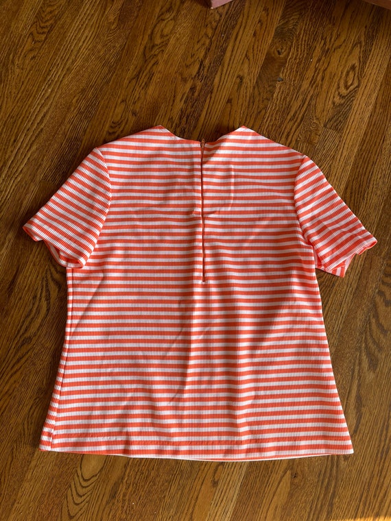 Vintage 70’s orange and white striped t-shirt wit… - image 2