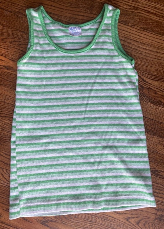 Vintage 1970’s green striped tank top - image 1
