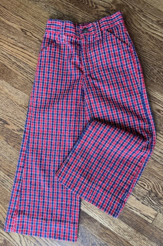 Vintage 1970’s boys red and blue plaid bellbottom… - image 5